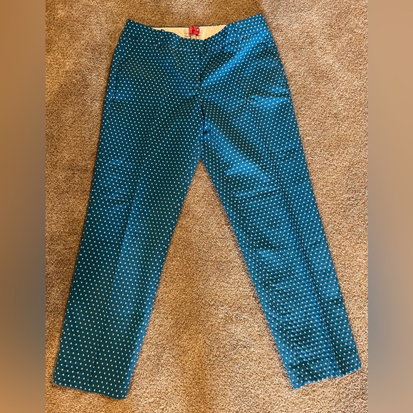 J Crew Blue Polka Dot Cafe Capri 6 - Picture 2 of 6